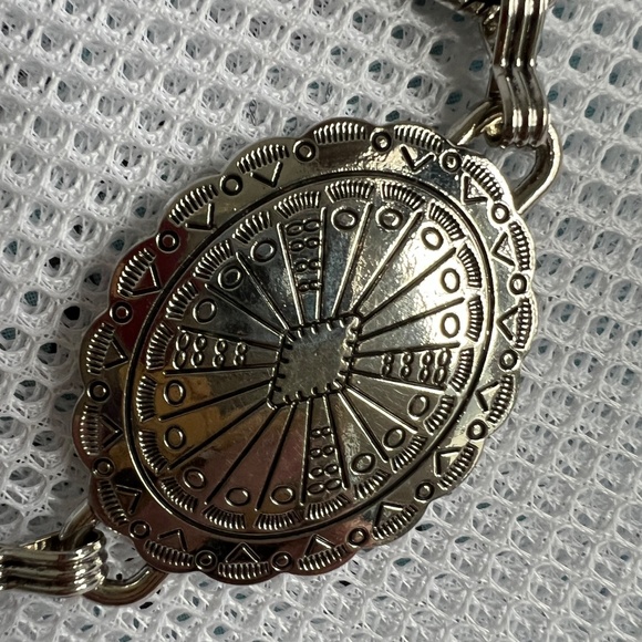 Metal Medalion Belt Ovals Chain Clasp Size Small Shiny Silver - Picture 10 of 10